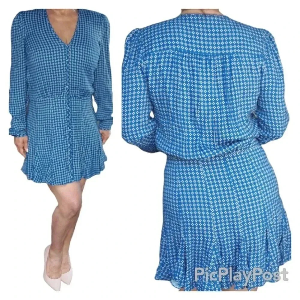 NWT Veronica Beard Riggins Blue & Black Dress Size 10
